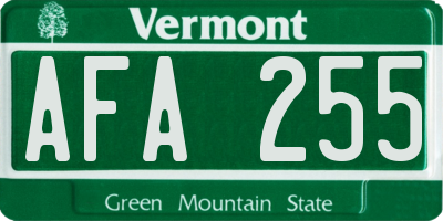 VT license plate AFA255