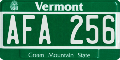 VT license plate AFA256