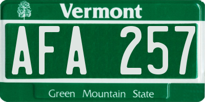 VT license plate AFA257