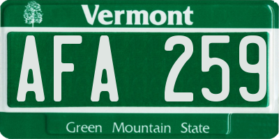 VT license plate AFA259