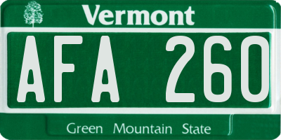 VT license plate AFA260