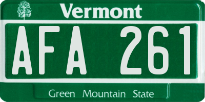 VT license plate AFA261