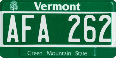 VT license plate AFA262