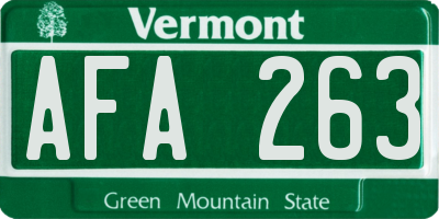 VT license plate AFA263
