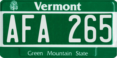 VT license plate AFA265