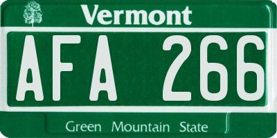 VT license plate AFA266