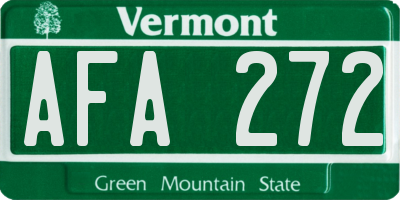 VT license plate AFA272