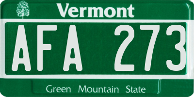 VT license plate AFA273