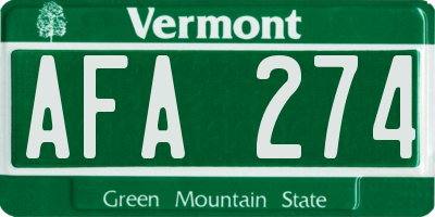 VT license plate AFA274