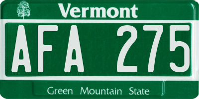 VT license plate AFA275