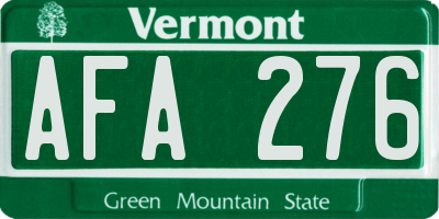 VT license plate AFA276