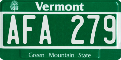 VT license plate AFA279