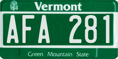 VT license plate AFA281