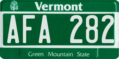 VT license plate AFA282