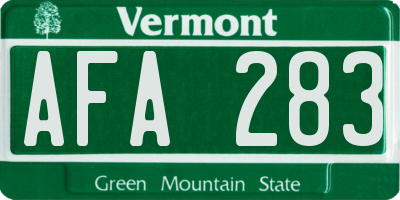 VT license plate AFA283