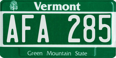 VT license plate AFA285