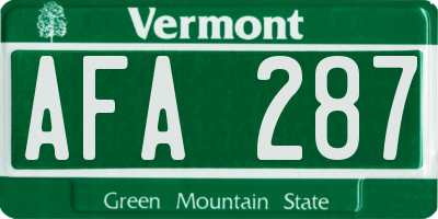 VT license plate AFA287