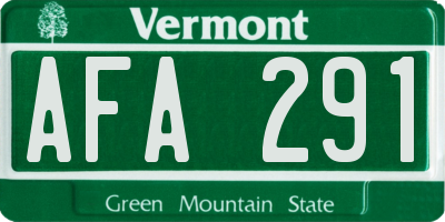 VT license plate AFA291