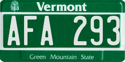 VT license plate AFA293