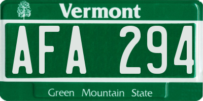 VT license plate AFA294