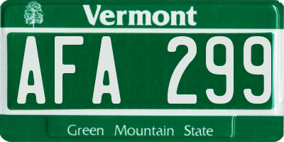 VT license plate AFA299