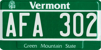 VT license plate AFA302