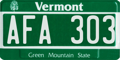 VT license plate AFA303