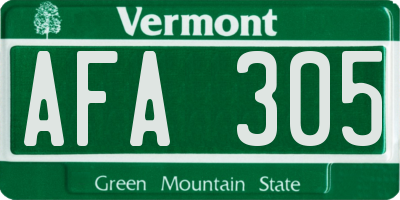 VT license plate AFA305