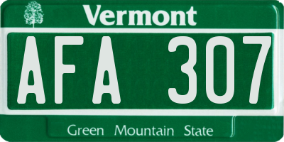VT license plate AFA307