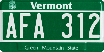VT license plate AFA312