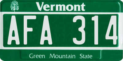 VT license plate AFA314
