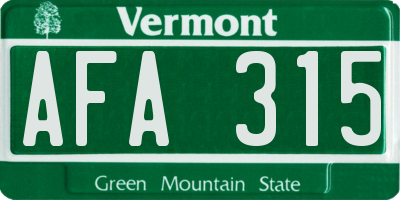 VT license plate AFA315