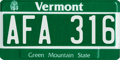 VT license plate AFA316