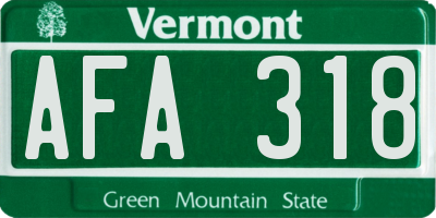 VT license plate AFA318
