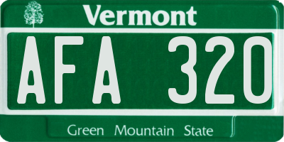 VT license plate AFA320