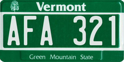 VT license plate AFA321