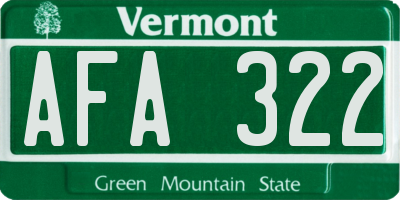 VT license plate AFA322