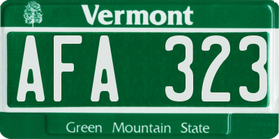 VT license plate AFA323