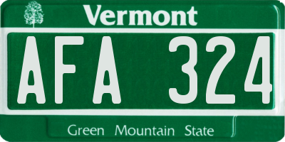VT license plate AFA324