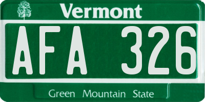 VT license plate AFA326
