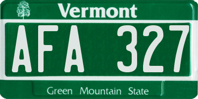 VT license plate AFA327