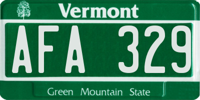 VT license plate AFA329