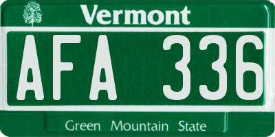 VT license plate AFA336