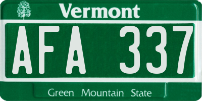 VT license plate AFA337