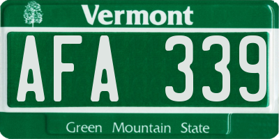 VT license plate AFA339