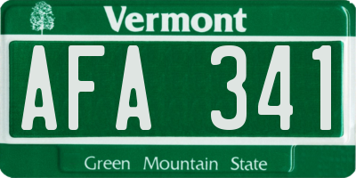 VT license plate AFA341