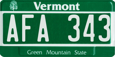 VT license plate AFA343