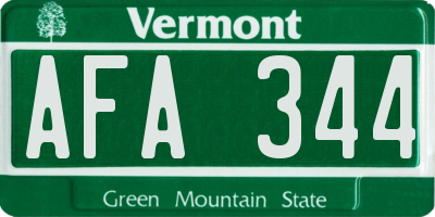 VT license plate AFA344