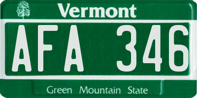 VT license plate AFA346
