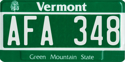 VT license plate AFA348